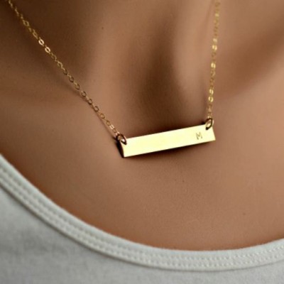 Initials Bar Necklace, Couples Necklace, Girlfriend Gift Necklace, Necklace Bar with Heart, Silver, Gold, Rose Gold