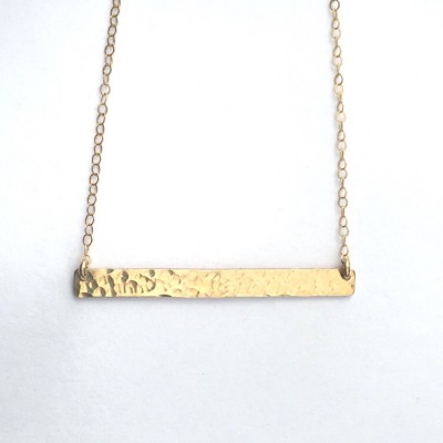 Long Skinny Gold BAR Necklace, Hammered Bar Necklace, Gold Bar Necklace, Personalize, Long Thin Bar Necklace, Silver Rose