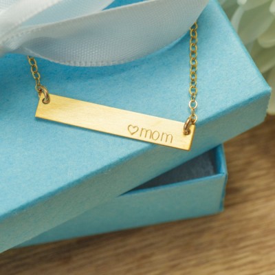 Monogram Mom Necklace, Mother's Day Necklace Gold, Silver, Rose, Horizontal Bar Necklace Mom Gift, Mother Necklace  Names, Mothers Jewelry