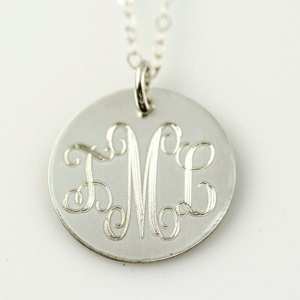 Monogram Necklace - Bridesmaid Gift - Wedding Party - Name Necklace - Initial Silver Gold