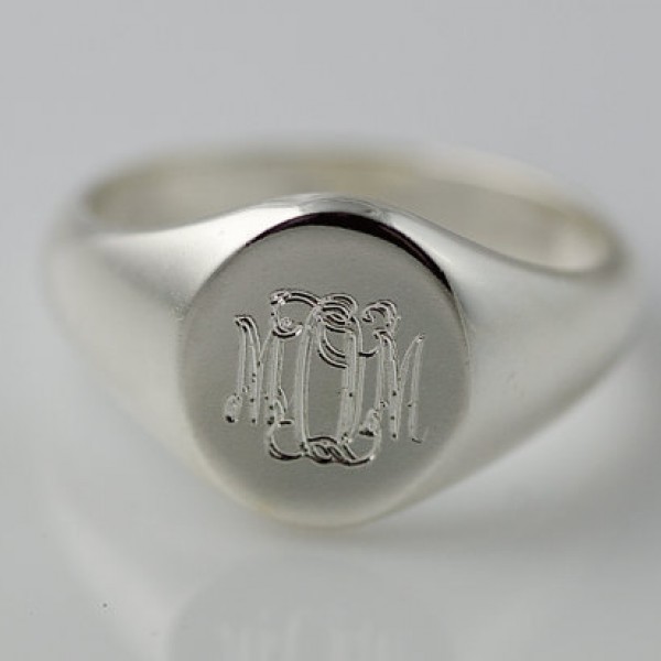 Monogram Ring Sterling Silver Initials Personalized Engraved - Bridesmaid Gift - Mother - Mom Gift