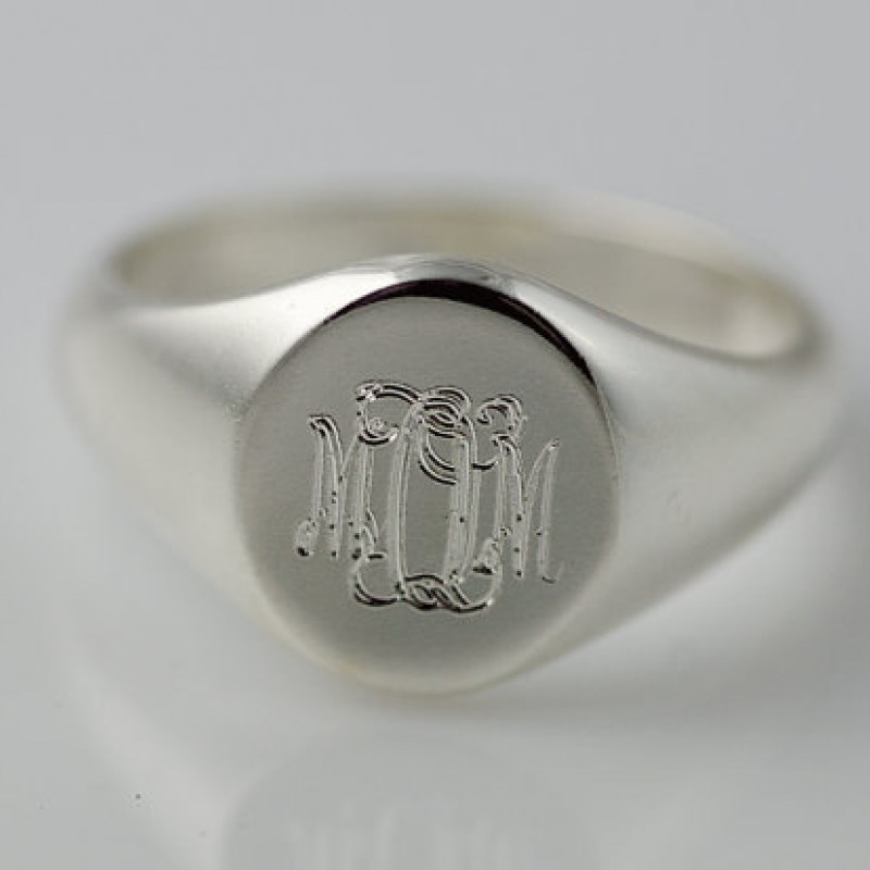 Monogram Signet Ring In Silver