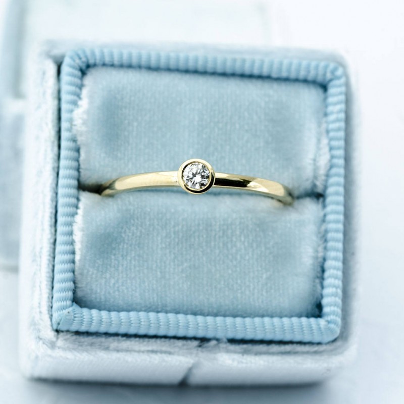 Tiny Diamond Ring, Minimalist Diamond Engagement Ring, 18k Real Gold ...