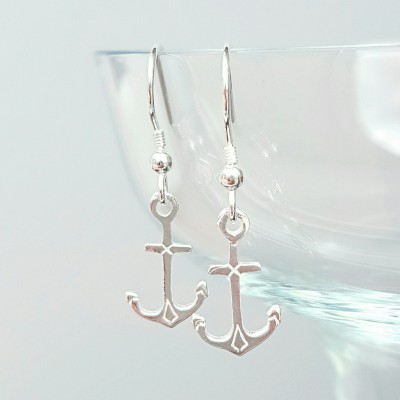 Anchor Earrings, Sterling Silver Anchor Earrings, Silver Anchor Earrings, Silver Anchor, Anchor Charm, Nautical Jewelry, Gift For Her