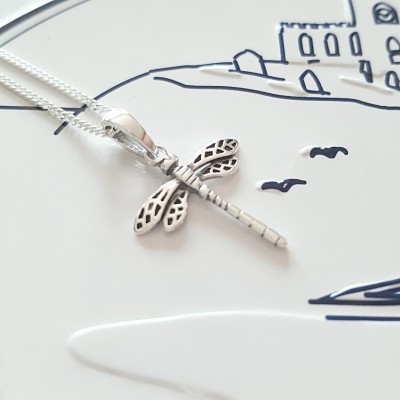 Dragonfly Necklace, Silver Dragonfly Necklace, Silver Dragonfly, Sterling Silver, Dragonfly Jewelry, Gift For Her