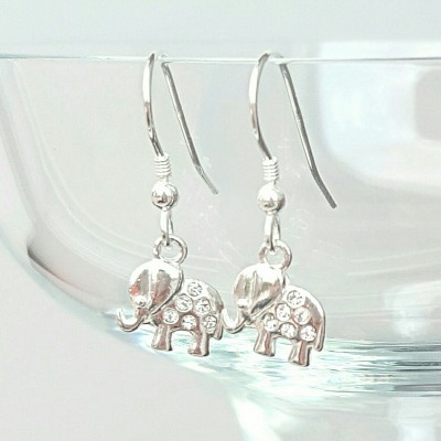 Elephant Earrings, Sterling Silver Elephant Earrings, Silver Elephant Earrings, Silver Elephant, Elephant Charm, Lucky Charm, Gift For Her