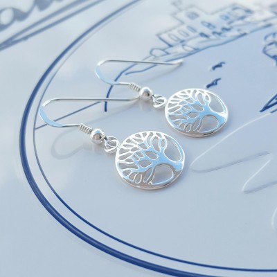 Family Tree Earrings, Sterling Silver Family Tree Earrings, Silver Family Tree Earrings, Tree of Life Earrings, Silver Tree of Life