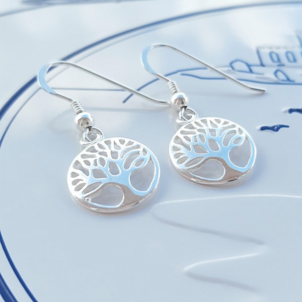 Family Tree Earrings, Sterling Silver Family Tree Earrings, Silver Family Tree Earrings, Tree of Life Earrings, Silver Tree of Life