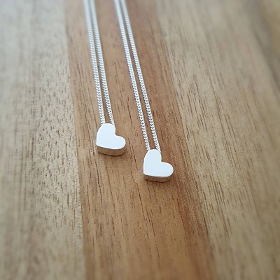 Heart Necklace/Sterling Silver Heart Necklace/Silver Heart Necklace/Dainty Heart Necklace/Tiny Heart Necklace/Bridesmaid Gift/Gift For Her
