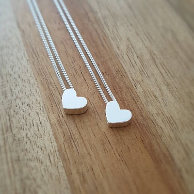 Heart Necklace/Sterling Silver Heart Necklace/Silver Heart Necklace/Dainty Heart Necklace/Tiny Heart Necklace/Bridesmaid Gift/Gift For Her
