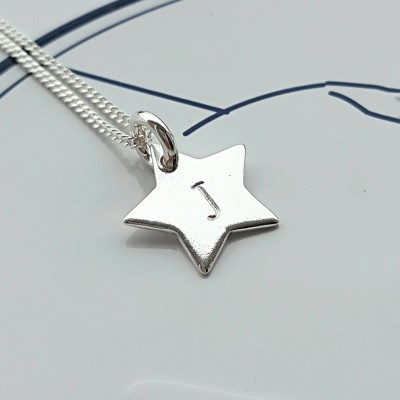 Letter Necklace/Silver Star Necklace/Sterling Silver Star Necklace/Personalised Initial Necklace/Personalised Star Necklace/Star Necklace