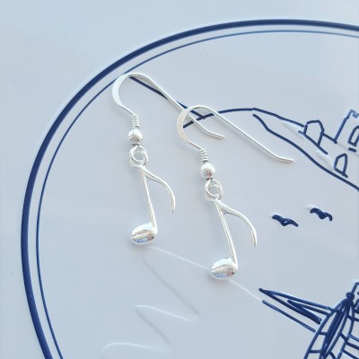 Music Note Earrings, Sterling Silver Music Note Earrings, Silver Music Earrings, Silver Music Note, Music Note Charm, Quaver, Gift For Her
