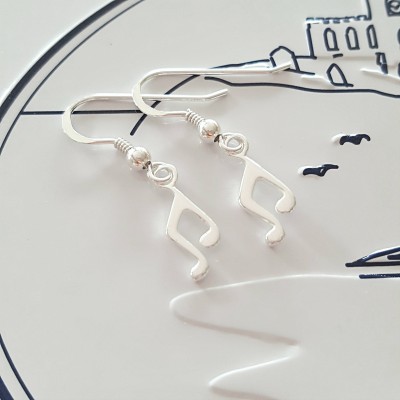 Music Note Earrings, Sterling Silver Music Note Earrings, Silver Music Earrings, Silver Music Note, Music Note Charm, Gift For Her