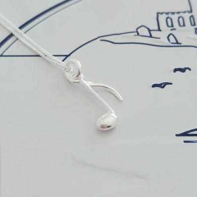 Music Note Necklace, Sterling Silver Music Note Necklace, Silver Music Necklace, Silver Music Note, Music Note Charm, Quaver, Gift For Her