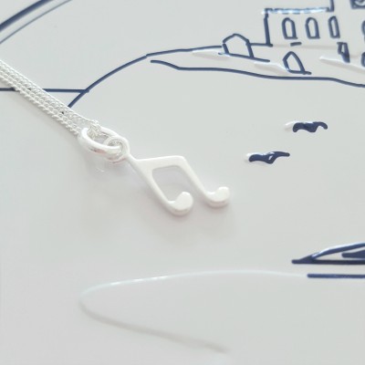 Music Note Necklace, Sterling Silver Music Note Necklace, Silver Music Necklace, Silver Music Note, Music Note Charm, Gift For Her