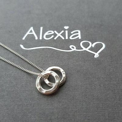 Sterling Silver Sister Necklace/Two Ring Necklace/Eternity Necklace