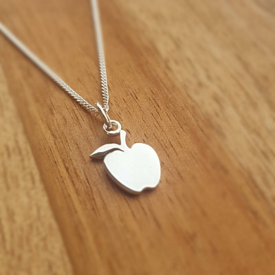 Tiny Silver Apple Necklace/Apple Necklace/Sterling Silver Apple Necklace/Silver Apple Necklace/Teacher Gift