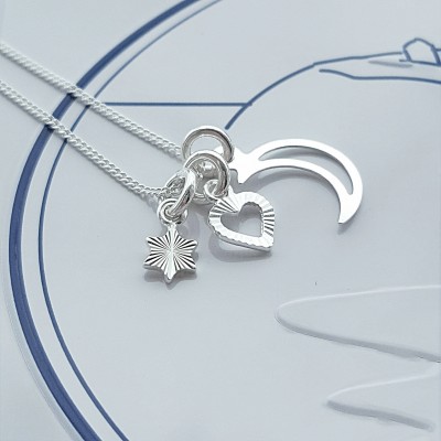Tiny Sterling Silver Moon and Star Necklace, Moon and Star Necklace, Moon & Star Charm