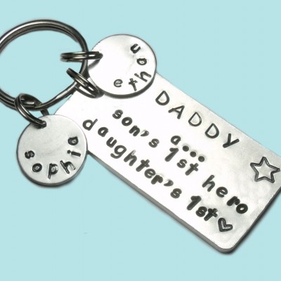 Daddy Sons Hero Daughters First Love, Daddy Keyring, Daddy Gift, Personalised Keyring, For Dad, For Daddy, For Husband