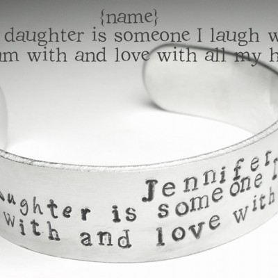Daughter Bracelet, Daughter Cuff, Personalised Cuff Bracelet, Gift For Daughter, Bracelet for Daughter, Hand Stamped, Xmas