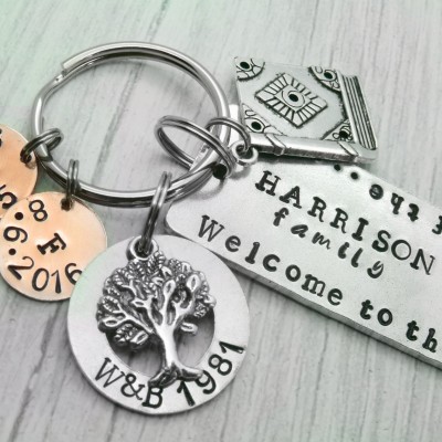 Family Story Personalised Keyring, Fathers Day Gift, Tree Of Life Family Gift, New Parent, New Baby, Custom Family, Anniversary Gift, Mother