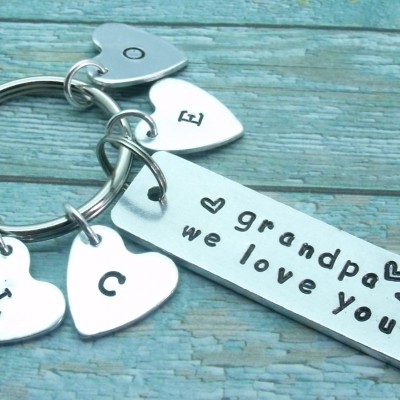Grandpa We Love You Keyring, Personalised, Gift For Granddad, Gift For Him, Grandchildren, Birthday, For Grandfather, Dad