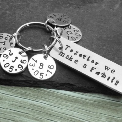 Together We Make A Family Keyring, Hand Stamped Gift, Personalised Family Gift, Family Name, Gift for Mum, Mom, Grandmother, Grandfather