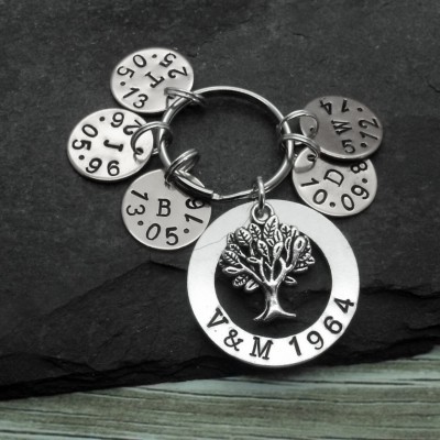 Tree Of Life Family Name Personalised Christmas Gift, Family Keychain / Keyring, Anniversary Gift, Mother Gift, Husband, Father, Grandad