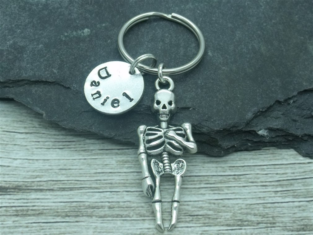 Nice Key Rings Skeleton Skeleton hand stamped keyring, skeleton keychain, skeleton keyring ...