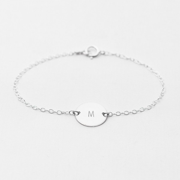 Cara - personalised silver bracelet - silver initial bracelet - silver disc bracelet - custom initial disc bracelet - new mum bracelet