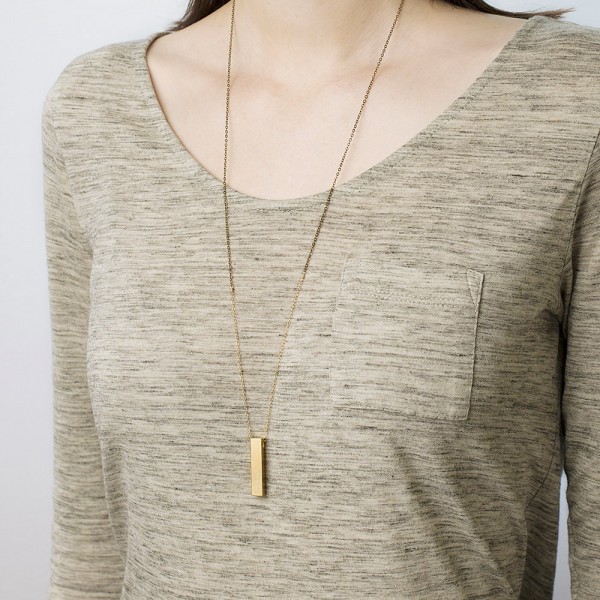 Dune - long bar necklace - 18k gold and brass layering necklace - long pendant necklace - vertical bar necklace - long layering chain