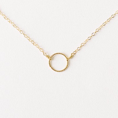 Eclipse - tiny gold circle necklace - delicate gold necklace - suspended circle necklace - gold karma circle necklace - friend gift