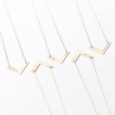 Gold chevron necklace - personalised gold bar necklace - rose gold necklace - geometric necklace - personalised jewellery gift