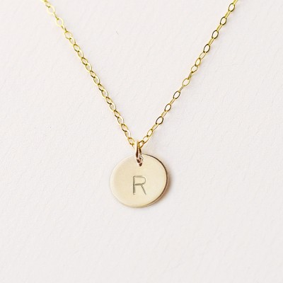 Gold initial disc necklace - Rose gold fill disc necklace - personalised initial necklace - customised letter necklace - bridesmaid gift
