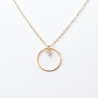 Hammered circle necklace - gold or silver ring necklace - open circle necklace - gold karma necklace - gift for friend