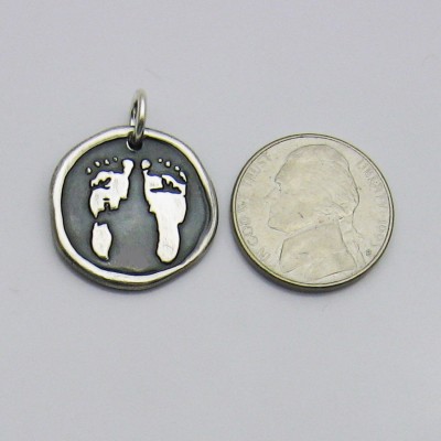 Baby's Footprint Jewelry, Silver Pendant Embossed with Footprints, Foot Print Jewelry, Baby Prints, Mommy Jewelry, Memorial Jewelry