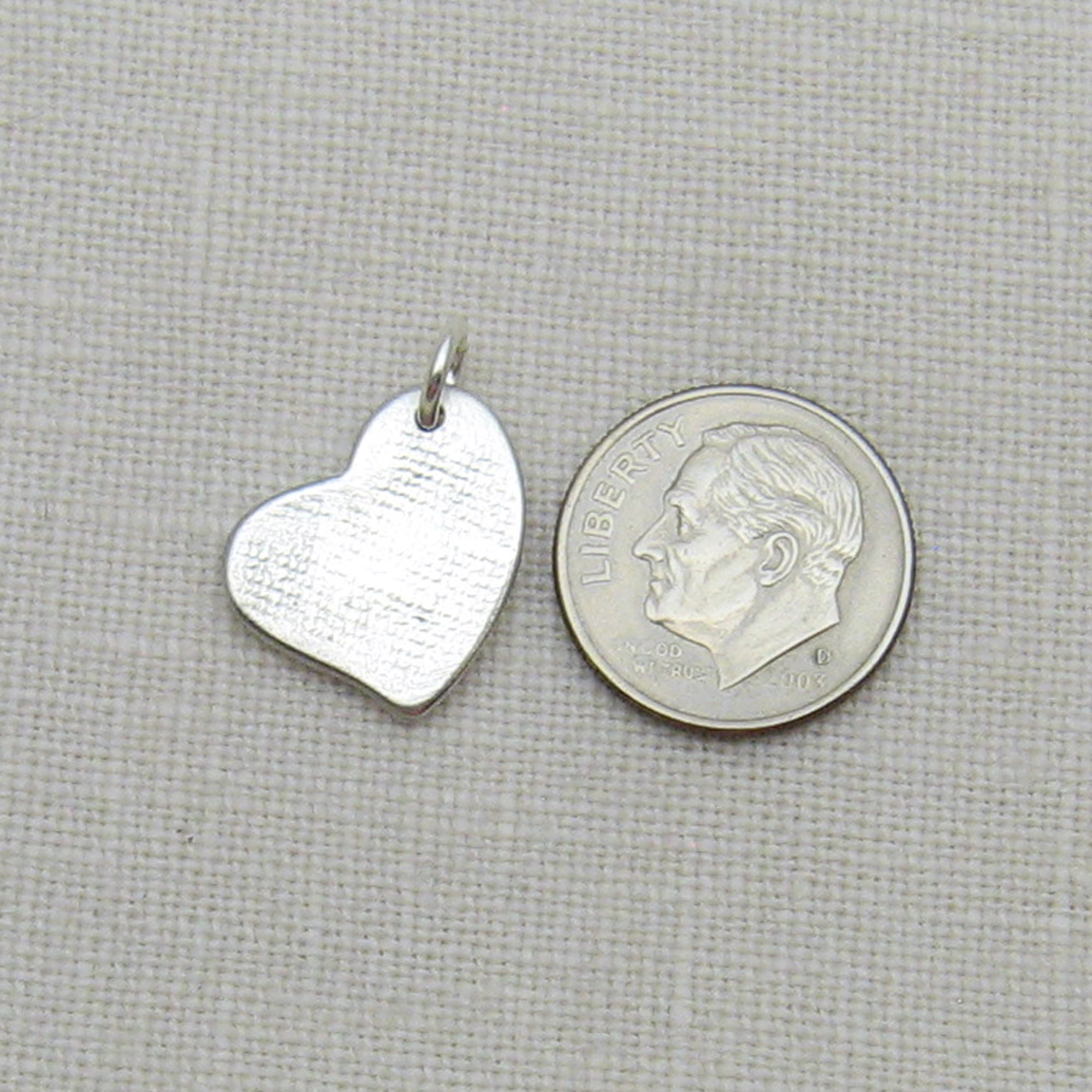 Custom Braille Jewelry, Silver Braille Charm, Asymmetrical Heart Charm