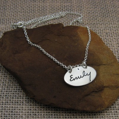 Custom Silver Pendant Personalized with Your Handwriting, Handwriting Jewelry, Handwriting Necklace, Name Jewelry, Signature Jewelry