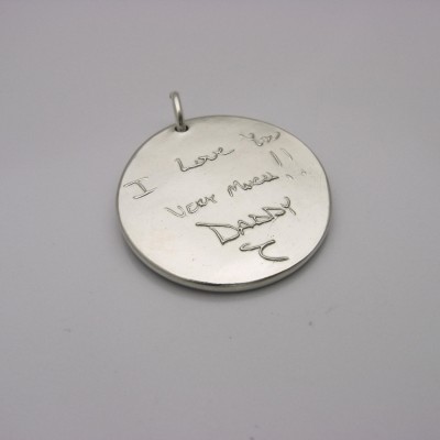 Double-Sided Silver Pendant with YOUR ACTUAL Handwriting, Double-Sided Handwriting Jewelry, Personalized Keepsake, Memorial Gift, Signature