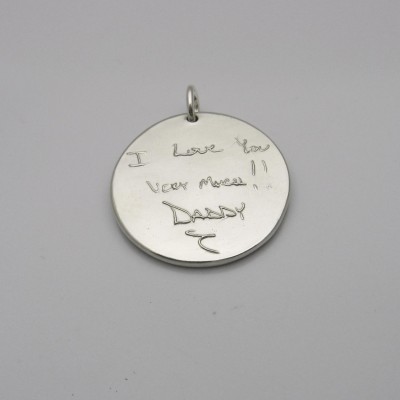 Double-Sided Silver Pendant with YOUR ACTUAL Handwriting, Double-Sided Handwriting Jewelry, Personalized Keepsake, Memorial Gift, Signature