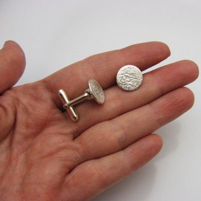 Fingerprint Cufflinks for Men, Personalized Silver Cufflinks, Silver Fingerprint Cufflinks, Personalized Gift for Men, Wedding Accessory