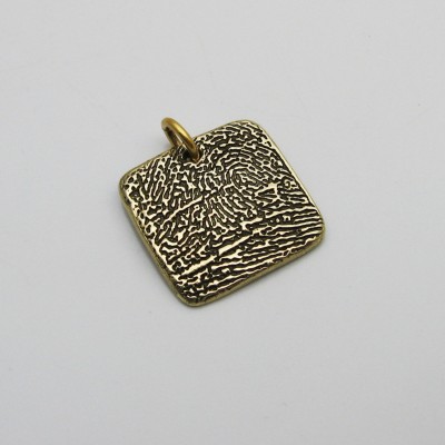 Fingerprint Jewelry, Fingerprint Charm, Gold Bronze Charm, Gold Bronze Fingerprint, Personalized Gold Fingerprint, Gold Square
