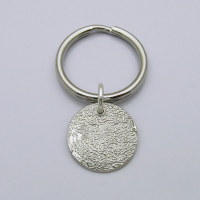 Fingerprint Jewelry, Fingerprint Keychain, Sterling Silver Fingerprint, Sterling Silver Keychain, Gift for Men, Personalized Gift, Key Ring