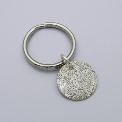 Fingerprint Jewelry, Fingerprint Keychain, Sterling Silver Fingerprint, Sterling Silver Keychain, Gift for Men, Personalized Gift, Key Ring