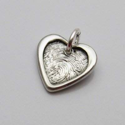 Fingerprint Jewelry, Heart Fingerprint Charm, Silver Heart Fingerprint, Wedding Jewelry, Wedding Bouquet Charm, Personalized Jewelry. Custom