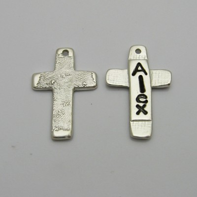 Fingerprint Jewelry, Silver Fingerprint Cross, Silver Fingerprint Crucifix, Personalized Cross, Personalized Crucifix, Men