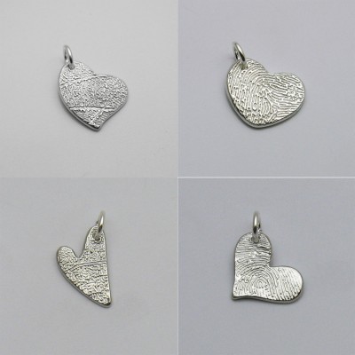 Fingerprint Jewelry, Silver Heart Fingerprint Charm or Pendant, Fingerprint Memorial Jewelry, Fingerprint Keepsake, Fingerprint Heart