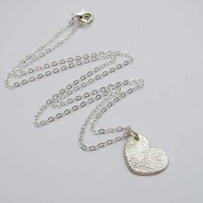 Fingerprint Jewelry, Silver Heart Necklace, Heart Fingerprint Necklace, Personalized Necklace, Memorial Necklace, Wedding, Anniversary, Love