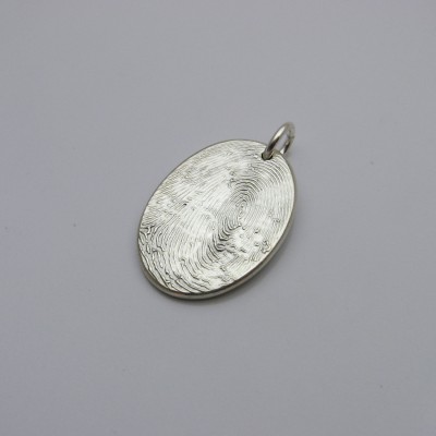 Fingerprint Jewelry, Silver Oval Fingerprint Pendant, Sterling Silver Fingerprint, Personalized Fingerprint Jewelry, Memorial Jewelry