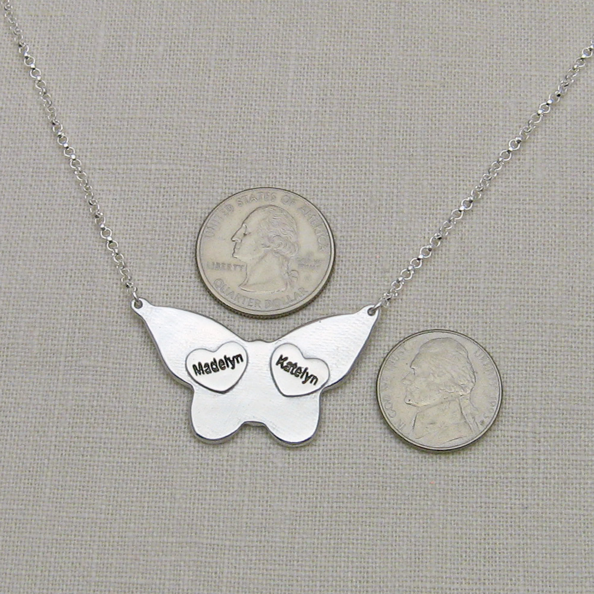 Fingerprint Necklace, Butterfly Necklace with Fingerprints and